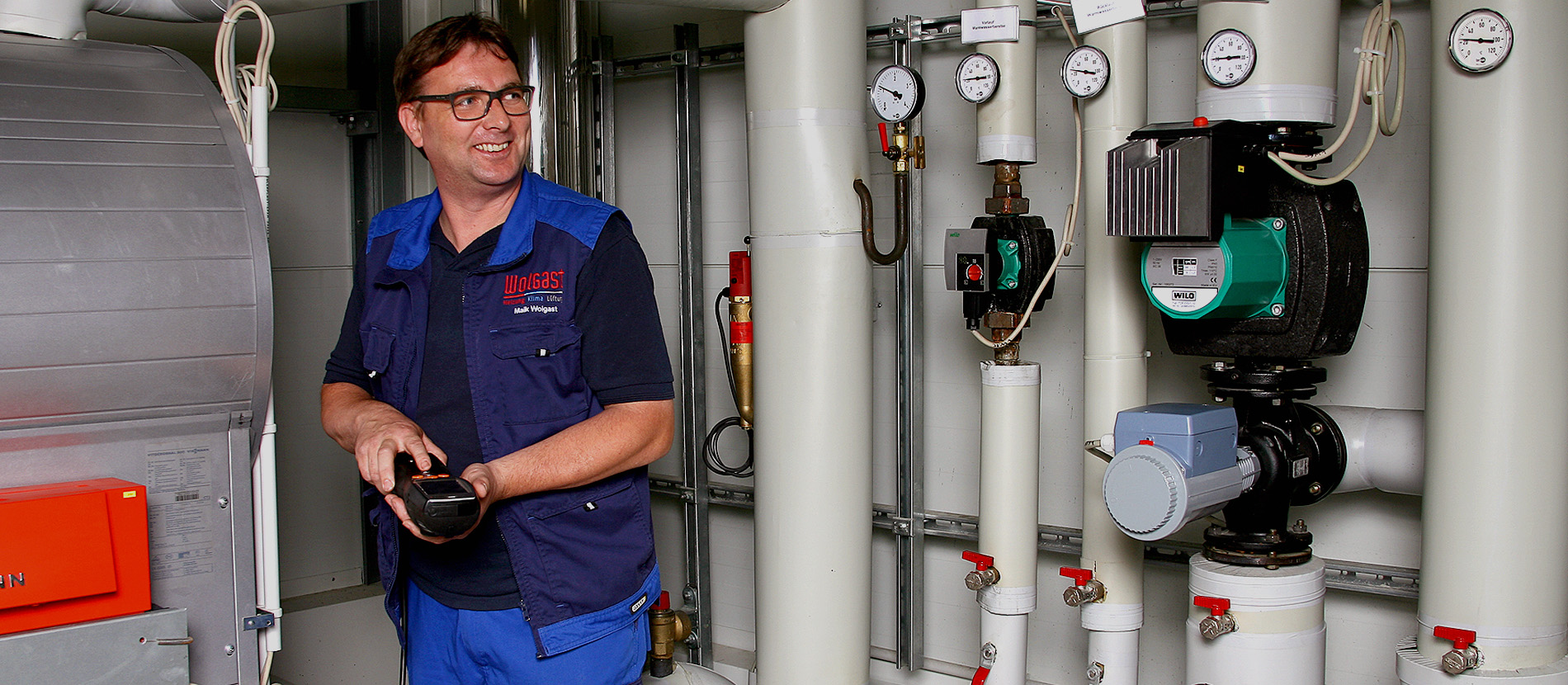 Maik Wolgast im Heizungskeller